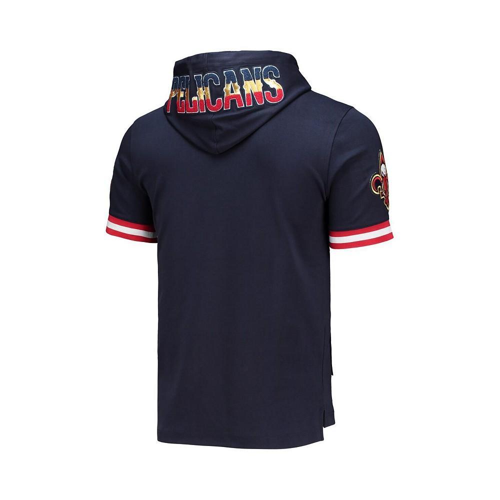 商品Pro Standard|Men's Zion Williamson Navy New Orleans Pelicans Name and Number Short Sleeve Pullover Hoodie,价格¥537,第4张图片详细描述