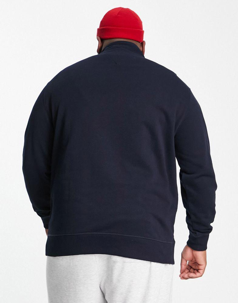 商品Tommy Hilfiger|Tommy Hilfiger Big & Tall embroid icon square half zip sweatshirt in navy,价格¥1191,第4张图片详细描述