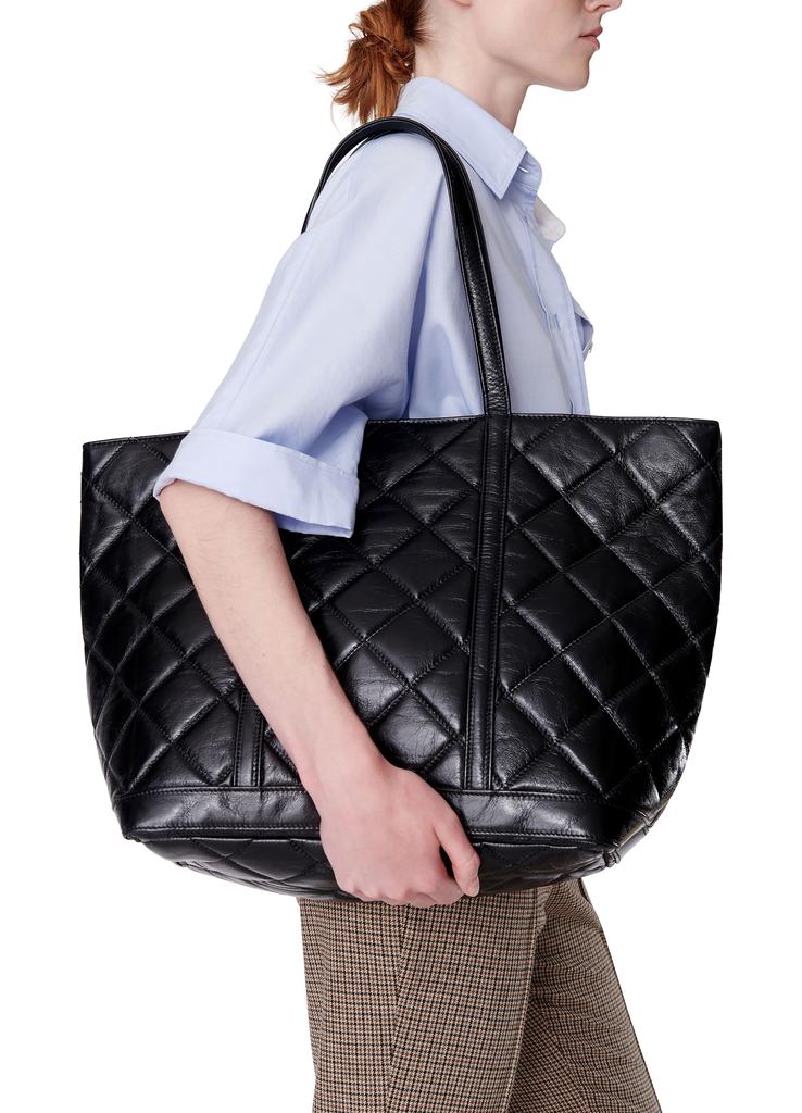 トートバッグ Vanessa Bruno Xl Shopper Bag - Leather - Black Small Leather Zippy Bag Crinkled Leather with Eyelets Black