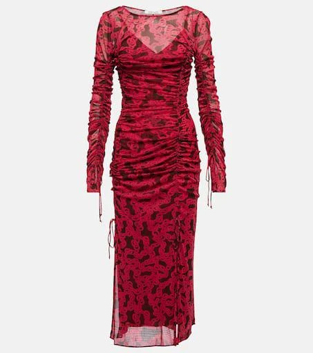 商品Diane von Furstenberg|印花半透视中长连衣裙,价格¥3525,第1张图片