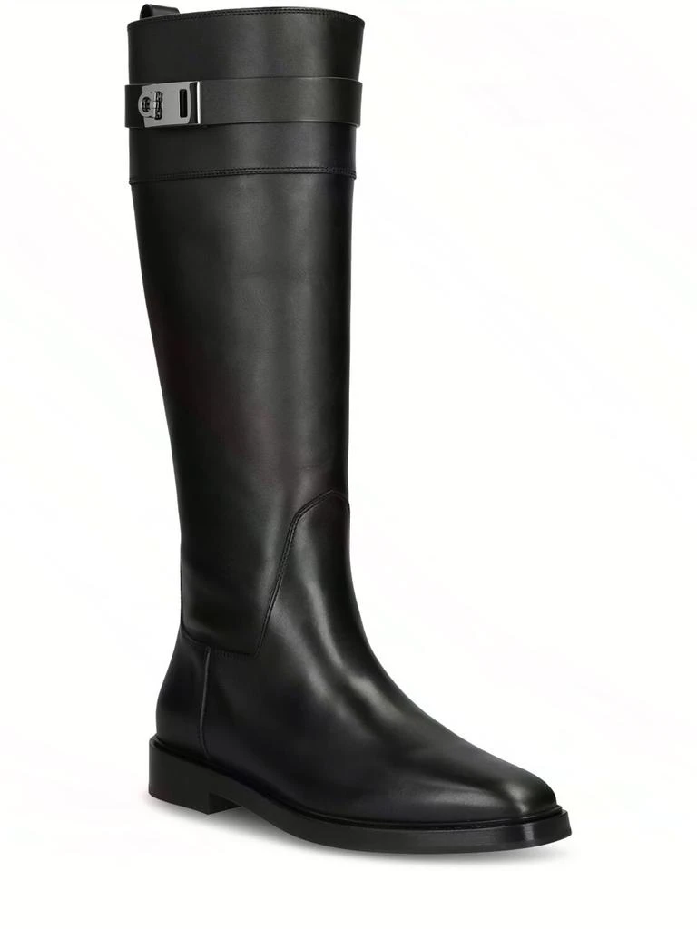 商品Salvatore Ferragamo|20mm Bugo Brushed Leather Tall Boots,价格¥14686,第2张图片详细描述