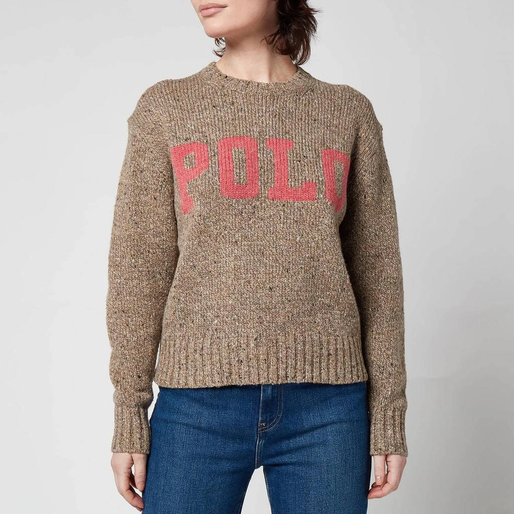 商品Ralph Lauren|Polo Ralph Lauren Women's Classic Polo Sweatshirt - Tan/Pink Multi,价格¥996,第1张图片