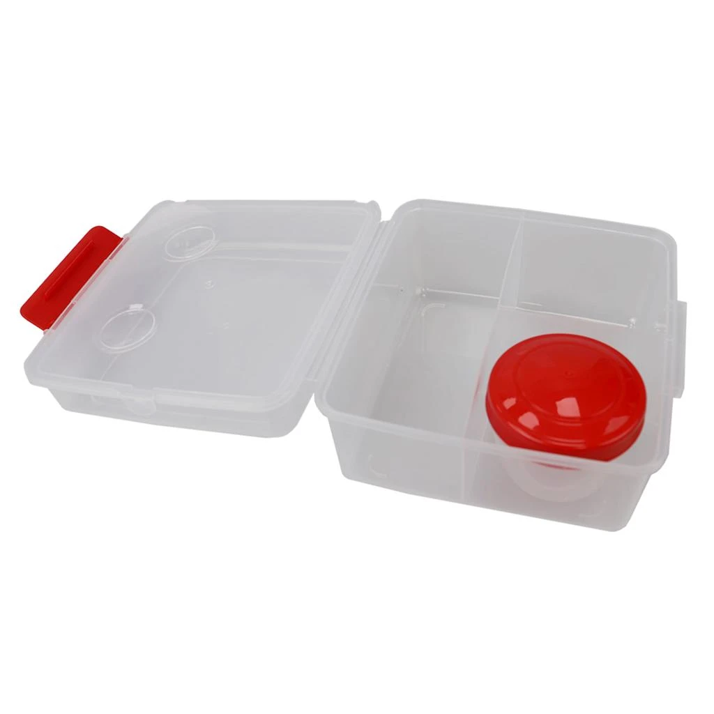 商品Home Basics|Home Basics Locking Multi-Compartment Plastic Lunch Box with Small Food Storage Container, Red,价格¥111,第4张图片详细描述