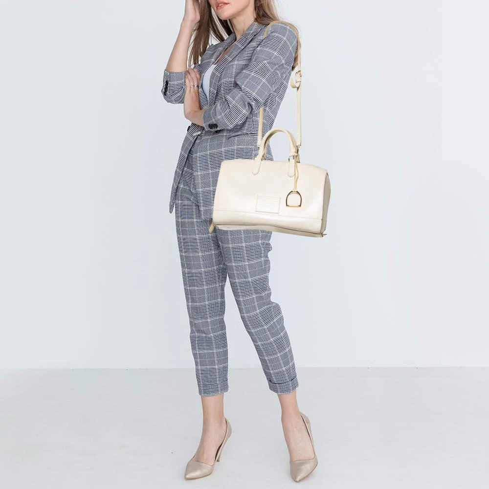 商品[二手商品] Ralph Lauren|Ralph Lauren Cream White Leather Stirrup Boston Bag,价格¥905,第2张图片详细描述