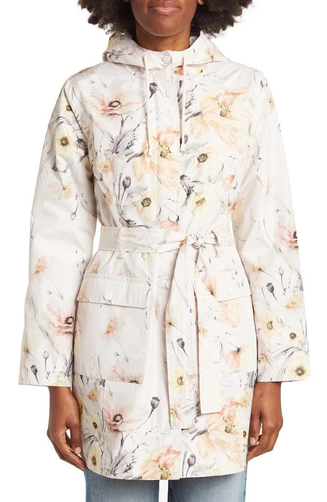 商品Kensie|Floral Belted Water-Resistant Hooded Coat,价格¥398,第3张图片详细描述