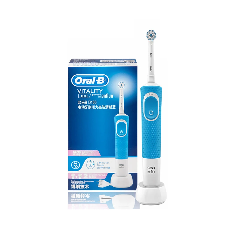 商品[国内直发] Oral-B|ORAL-B/欧乐B 新款电动牙刷活力亮洁成人款 D100  蓝色,价格¥213,第1张图片