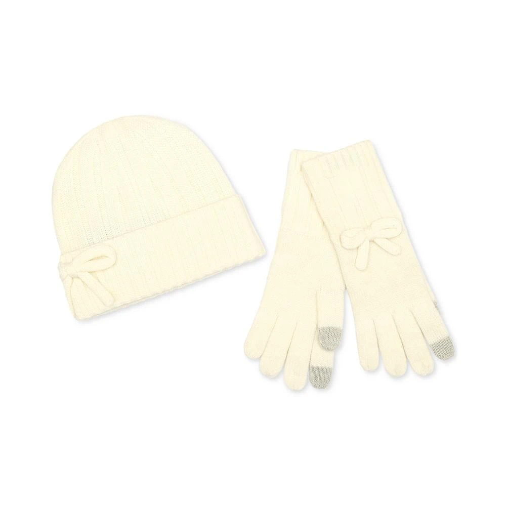 商品Kate Spade|Women's Metallic Bow Beanie & Gloves Boxed Set,价格¥719,第4张图片详细描述