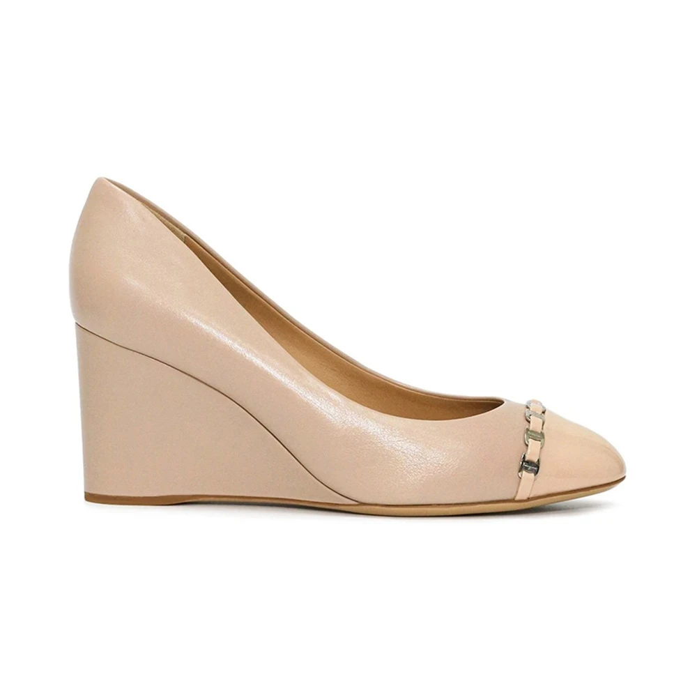 商品Salvatore Ferragamo|SALVATORE FERRAGAMO 粉色女士坡跟鞋 0591379,价格¥2757,第1张图片