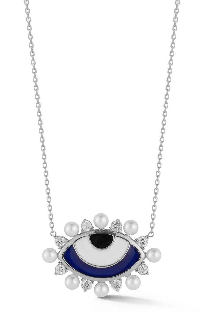 商品Sphera Milano|CZ & Imitation Pearl Evil Eye Pendant Necklace,价格¥450,第1张图片