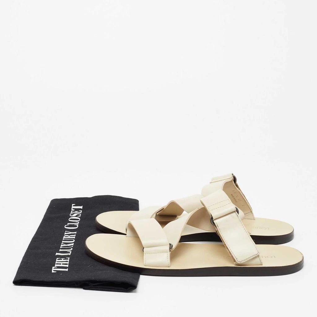 Louis Vuitton White Leather Criss Cross Strap Flat Sandals Size 40 商品