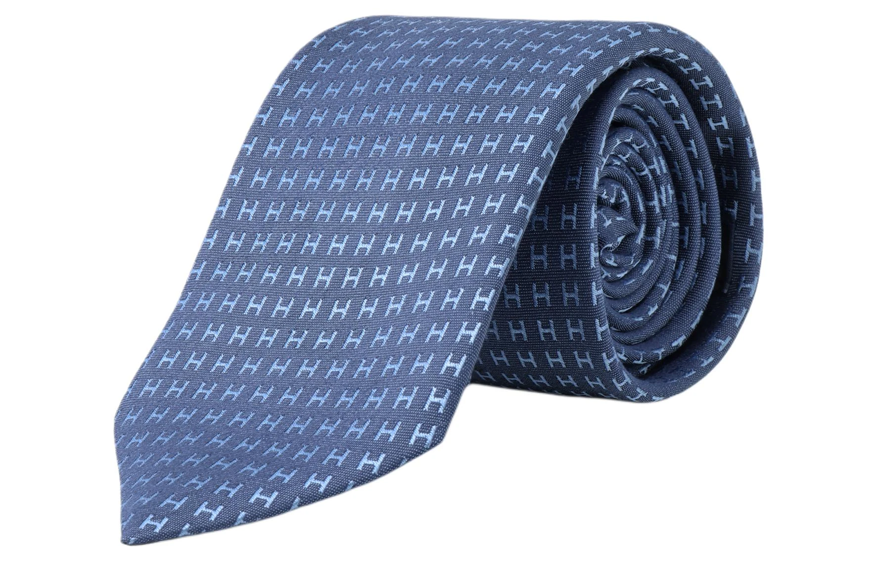 商品[国内直发] Hermes|爱马仕 H印花 纯色 真丝 领带 男女同款情侣款 蓝色,价格¥2159,第4张图片详细描述
