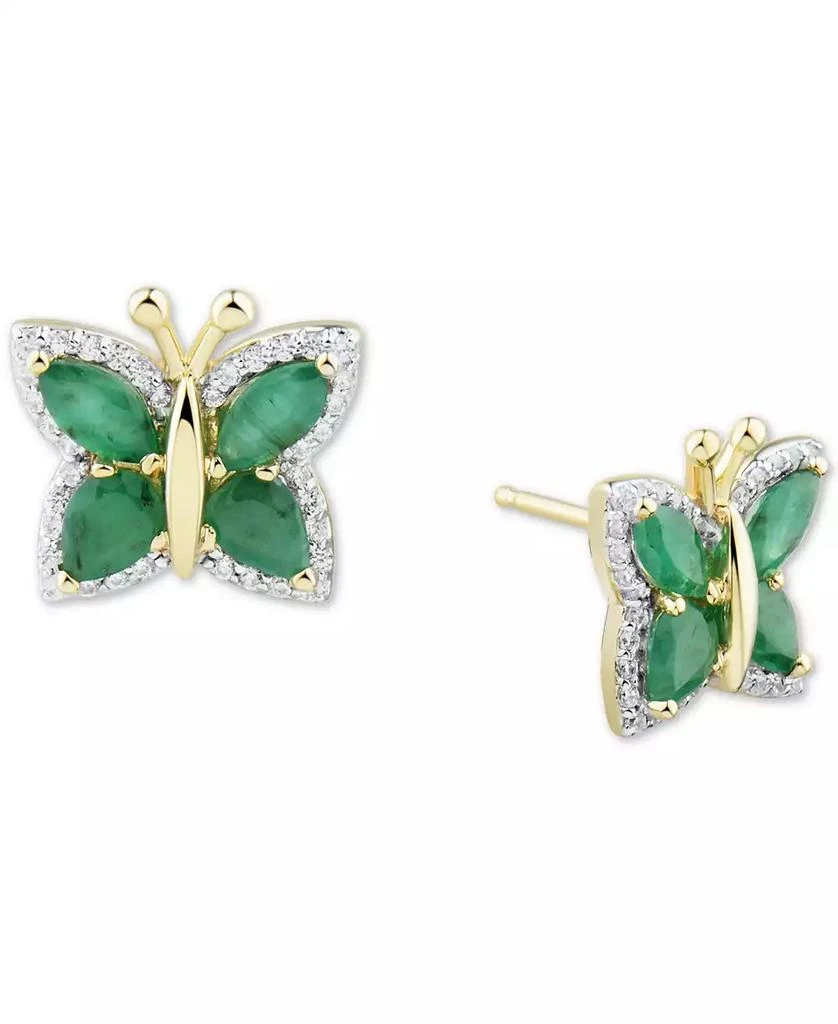 商品Macy's|Sapphire (1-1/2 ct. t.w.) & Diamond (1/6 ct. t.w.) Butterfly Stud Earrings in 14k Gold (Also in Emerald & Ruby),价格¥3141,第3张图片详细描述