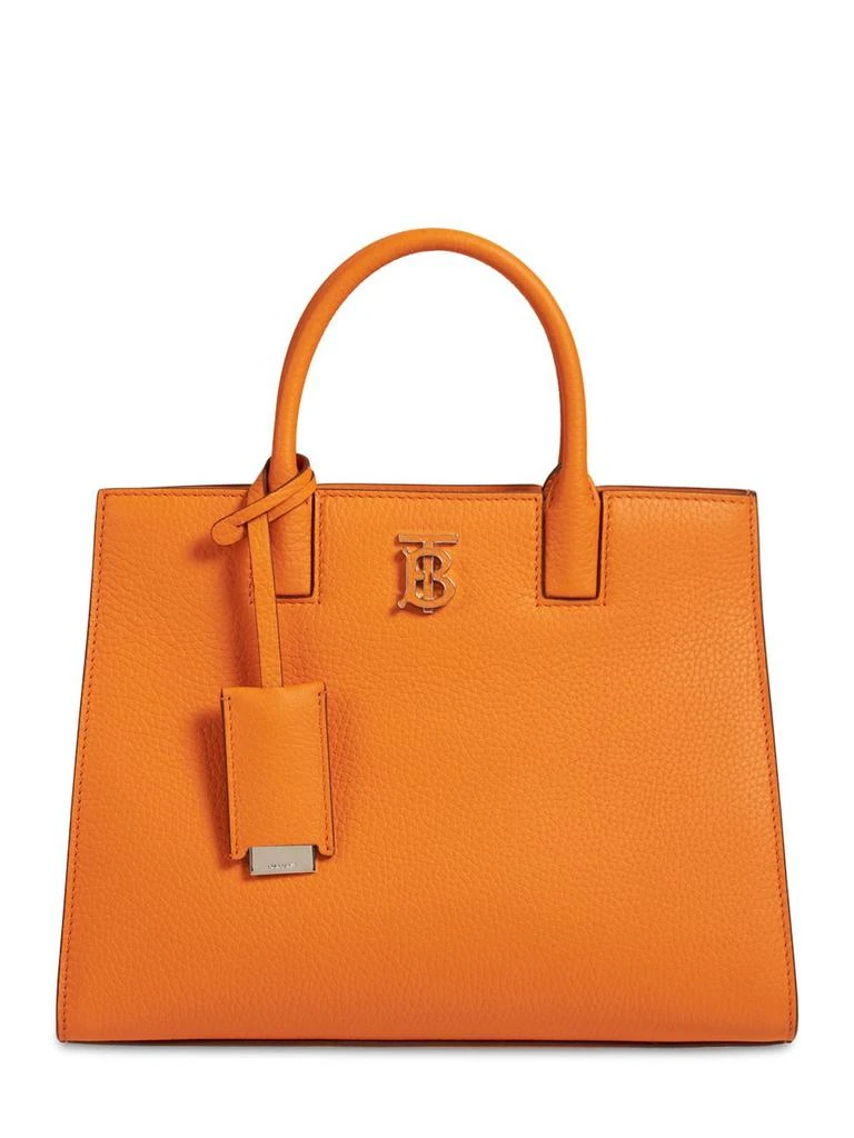 商品Burberry|Mini Tb Logo Grained Leather Tote Bag,价格¥18271,第1张图片