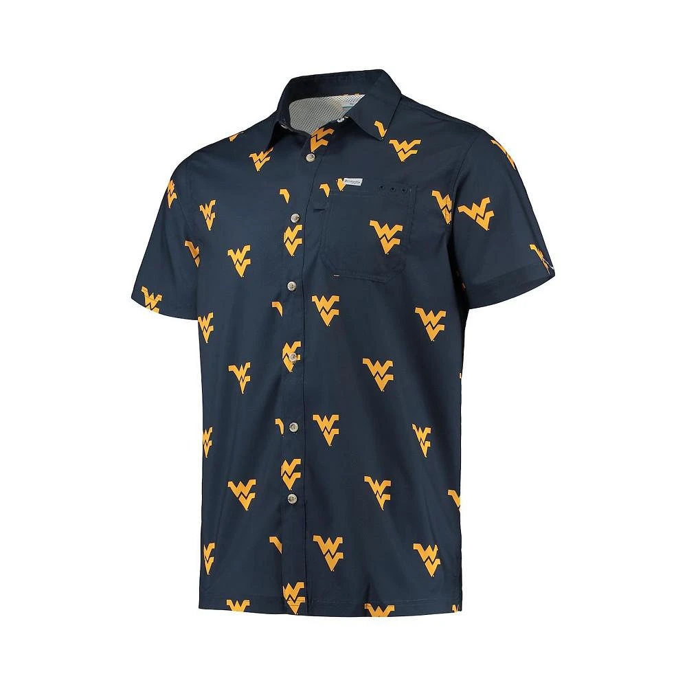 商品Columbia|Men's Navy West Virginia Mountaineers Super Slack Tide Omni-Shade Button-Up Shirt,价格¥397,第3张图片详细描述