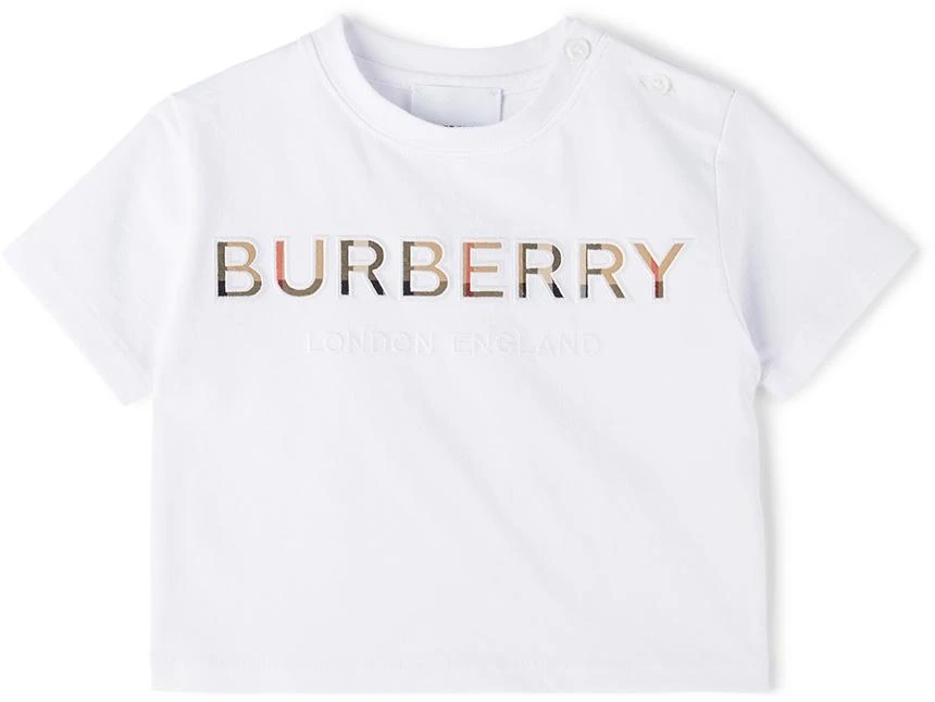 商品Burberry|白色 Vintage Check 徽标婴儿 T 恤,价格¥1499,第1张图片