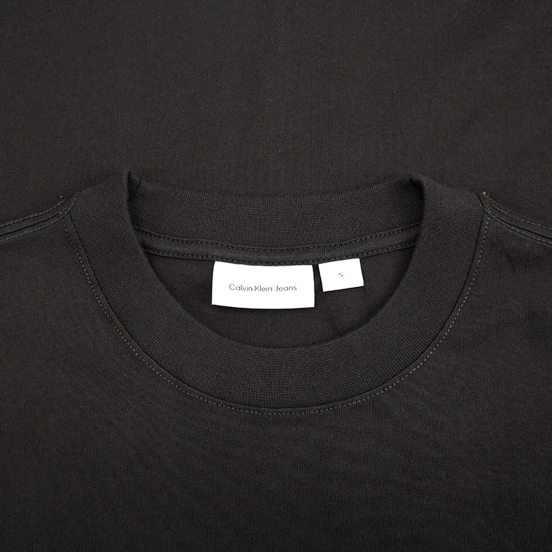 Calvin Klein/CK 男女同款黑色刺绣小徽标圆领纯棉短袖T恤  商品
