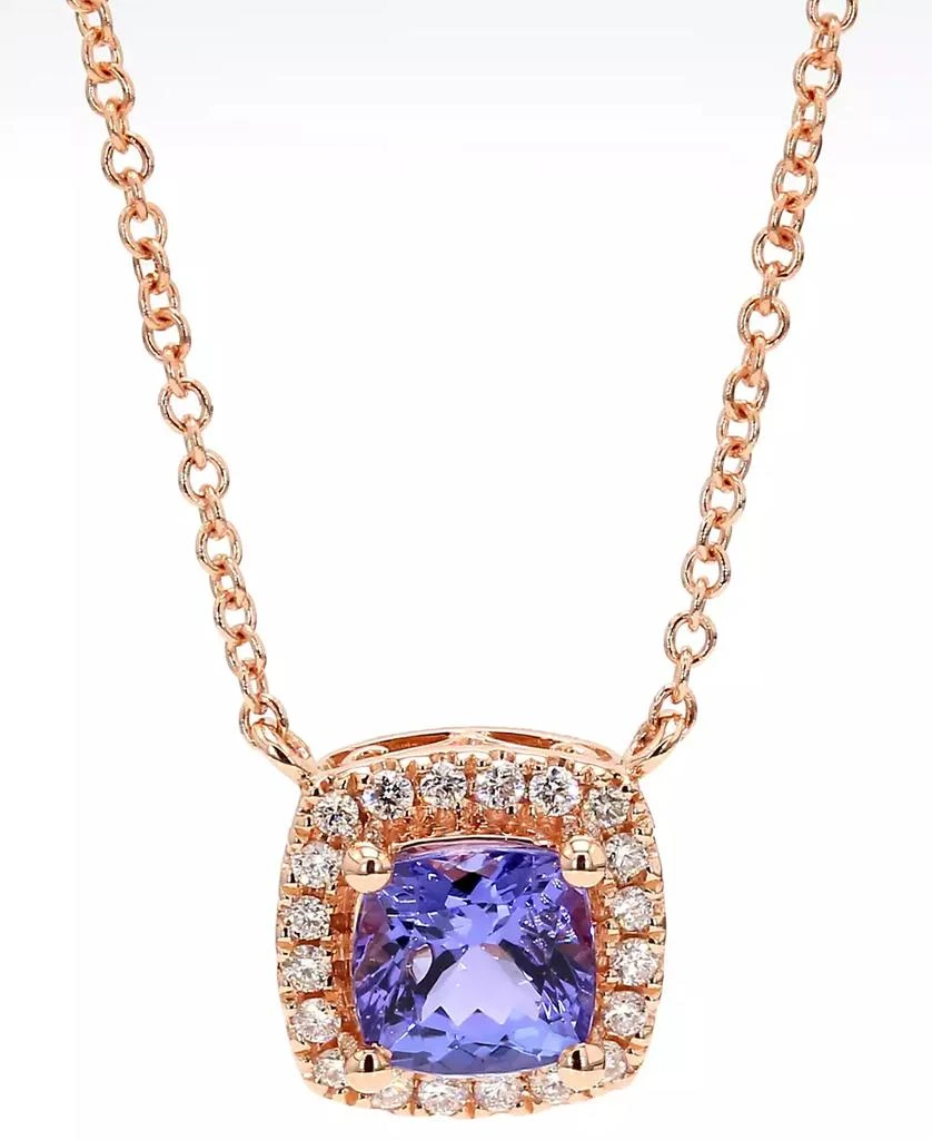 商品Macy's|Tanzanite (1-1/4 ct. t.w.) & Cushion Diamond (1/6 ct. t.w.) Pendant Necklace in 14k Rose Gold, 18",价格¥7668,第1张图片