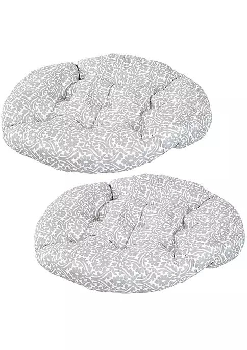 商品belk|Decor Sunnydaze Polyester Large Round Floor Cushion   Set Of 2   Gray Damask,价格¥607,第2张图片详细描述