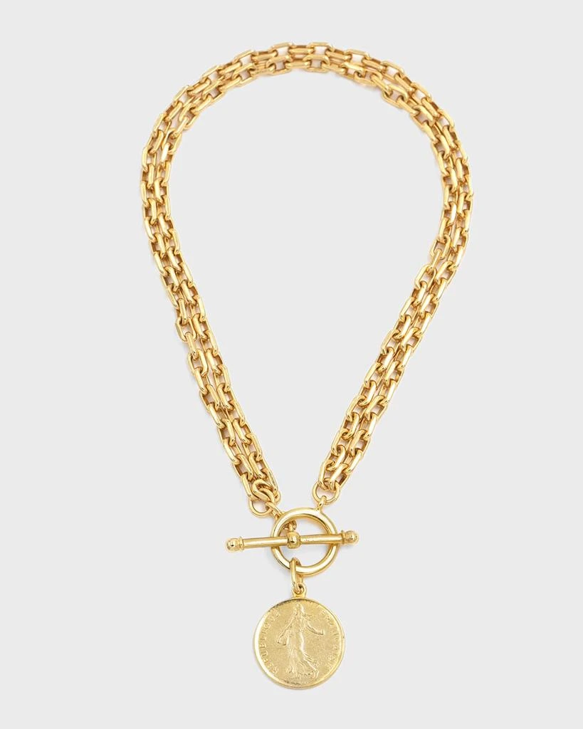 商品BEN-AMUN|24k Gold Electroplate 2-Row Chain Necklace with Coin Pendant,价格¥1521,第1张图片