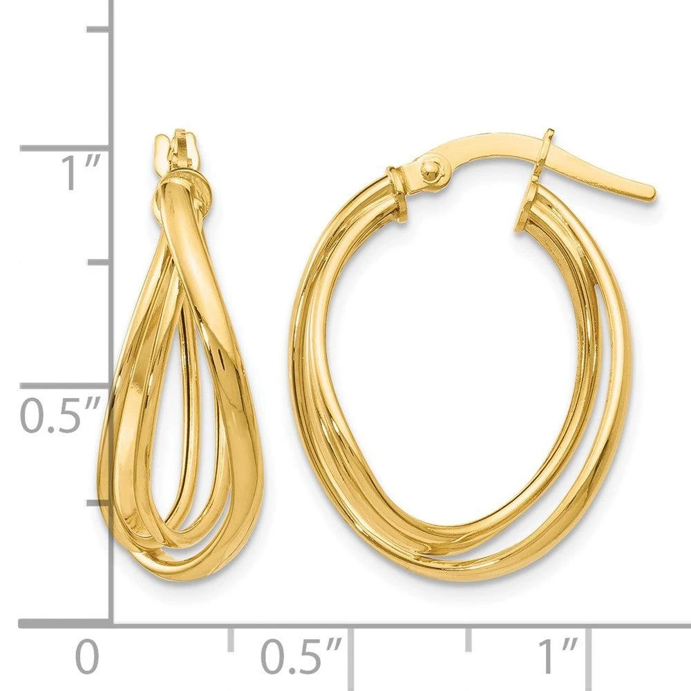 商品Diamond2Deal|14K Yellow Gold Round Twist Hoop Earrings,价格¥4599,第4张图片详细描述