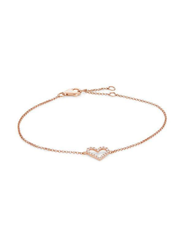 商品Effy|14K Rose Gold Diamond Heart Tennis Bracelet,价格¥2413,第1张图片