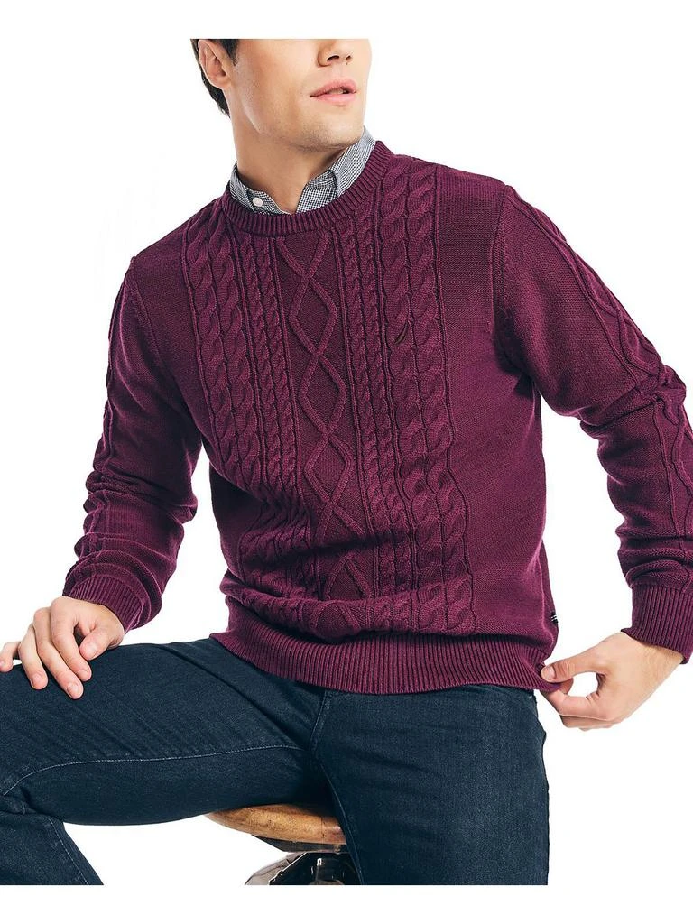 Mens Cotton Ribbed Trim Crewneck Sweater 商品