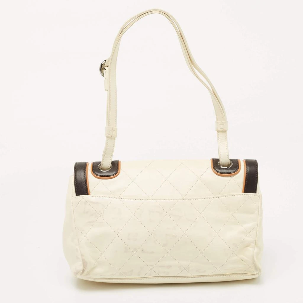 商品[二手商品] Chanel|Chanel Cream/Brown Quilted Leather Country Club Flap Bag,价格¥5284,第4张图片详细描述