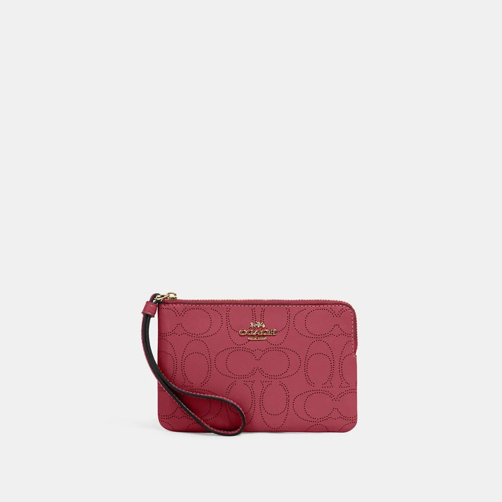 商品Coach|COACH Corner Zip Wristlet In Signature Leather,价格¥282,第1张图片