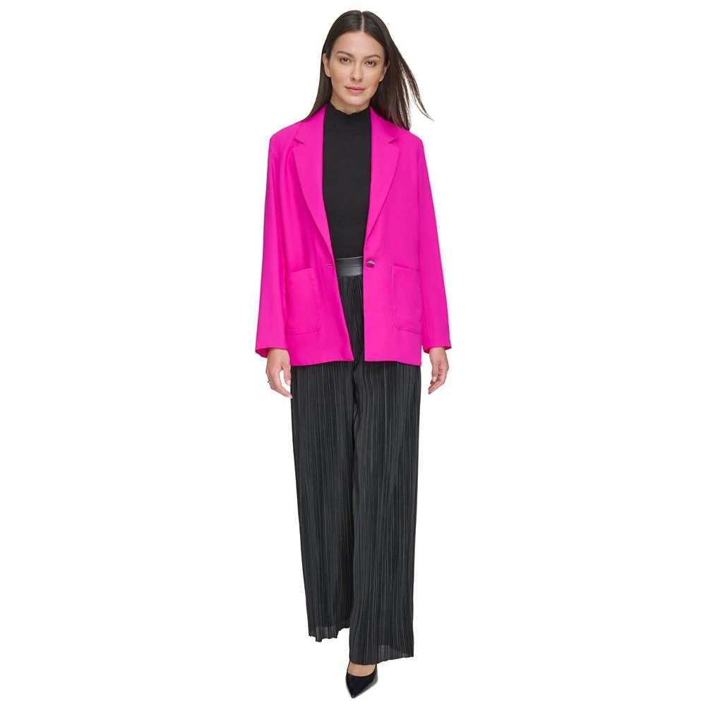 商品DKNY|Women's Notched Collar One Button Satin Blazer,价格¥214,第4张图片详细描述