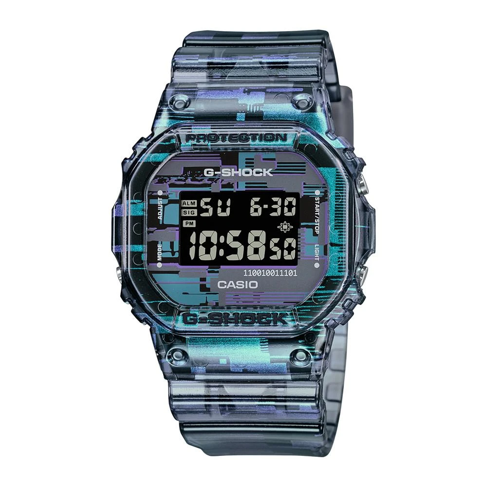 商品G-Shock|Men's Clear Blue and Purple Resin Band Watch 42.8mm, DW5600NN-1,价格¥632,第1张图片