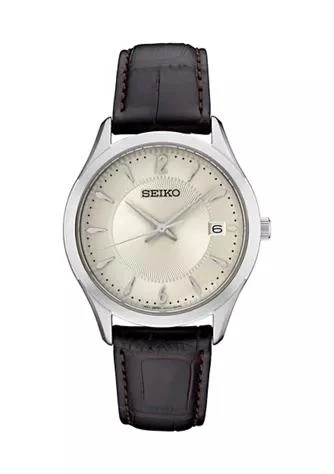 商品Seiko|%09  39 Millimeter Quartz Stainless Steel Patterned Dial Watch,价格¥1146,第1张图片