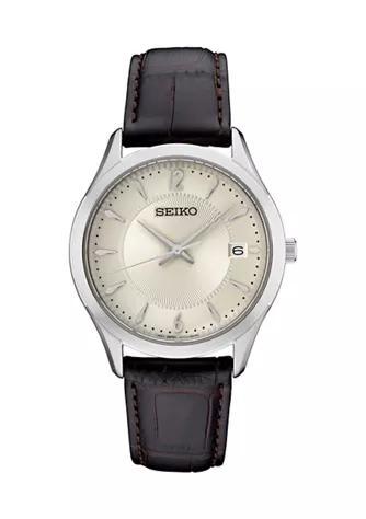 商品Seiko|39 Millimeter Quartz Stainless Steel Patterned Dial Watch,价格¥1218,第1张图片