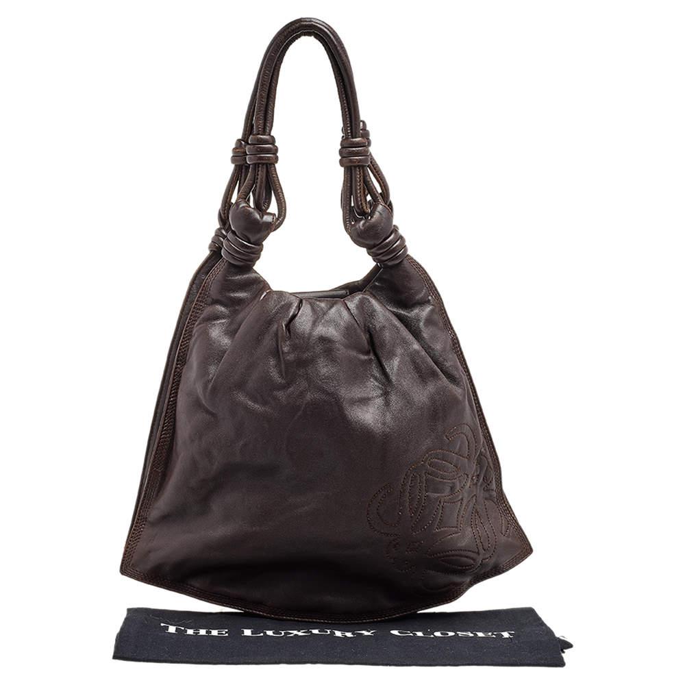 Loewe Dark Brown Leather Flamenco Knot Hobo商品第9张图片规格展示