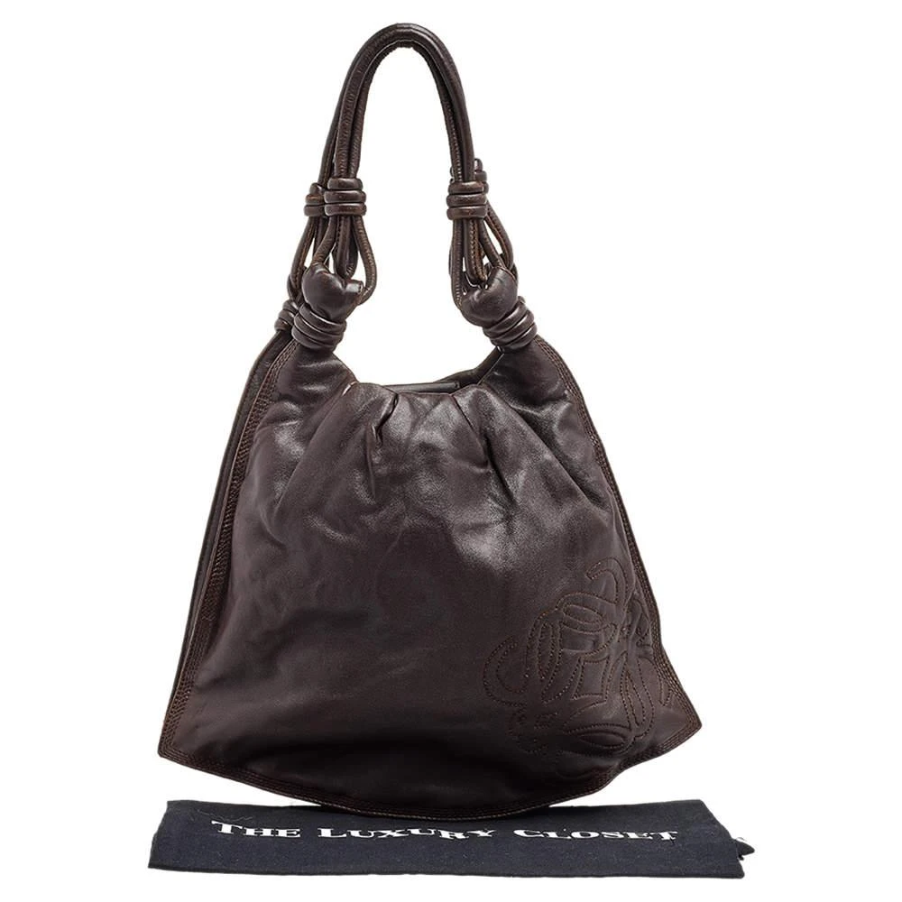 Loewe Dark Brown Leather Flamenco Knot Hobo 商品