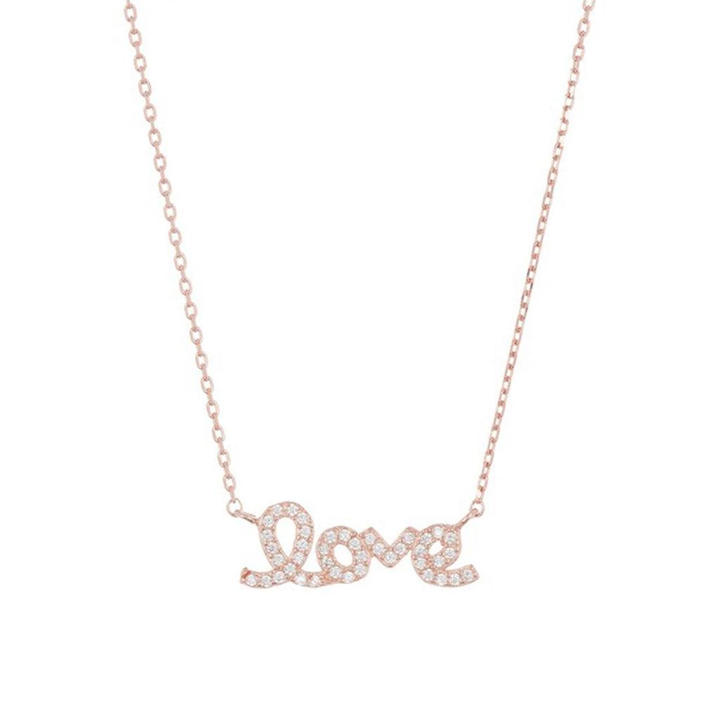 Adornia Cursive Love Necklace 14k Rose Gold Vermeil Silver商品第1张图片规格展示