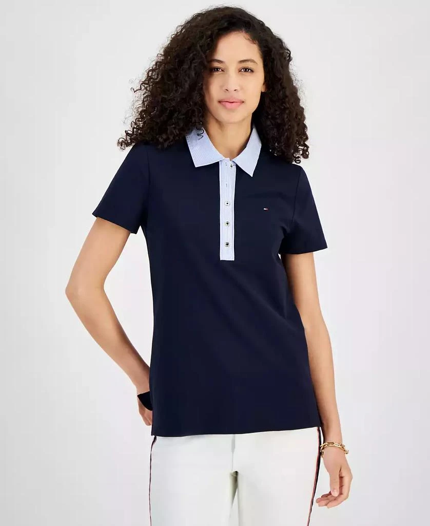 商品Tommy Hilfiger|Women's Contrast Trim Polo Shirt,价格¥190,第1张图片