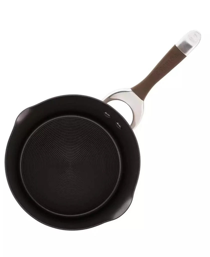 商品Circulon|Symmetry Hard-Anodized Nonstick Induction Straining Sauce Pan with Lid, 3.5-Quart, Chocolate,价格¥526,第2张图片详细描述