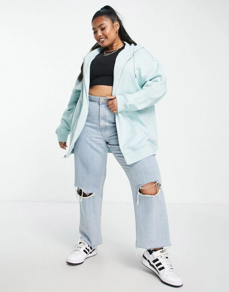 商品Echo Design|ASOS DESIGN Curve oversized zip through hoodie in blue,价格¥186,第3张图片详细描述