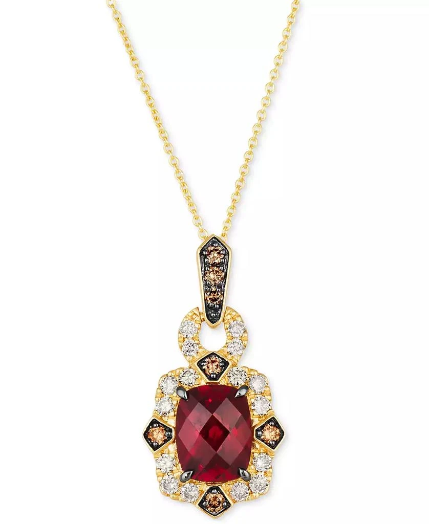 商品Le Vian|Pomegranate Garnet (2-3/4 ct. t.w.) & Diamond (1/2 ct. t.w.) Pendant Necklace in 14k Gold, 18" + 2" extender,价格¥7070,第1张图片