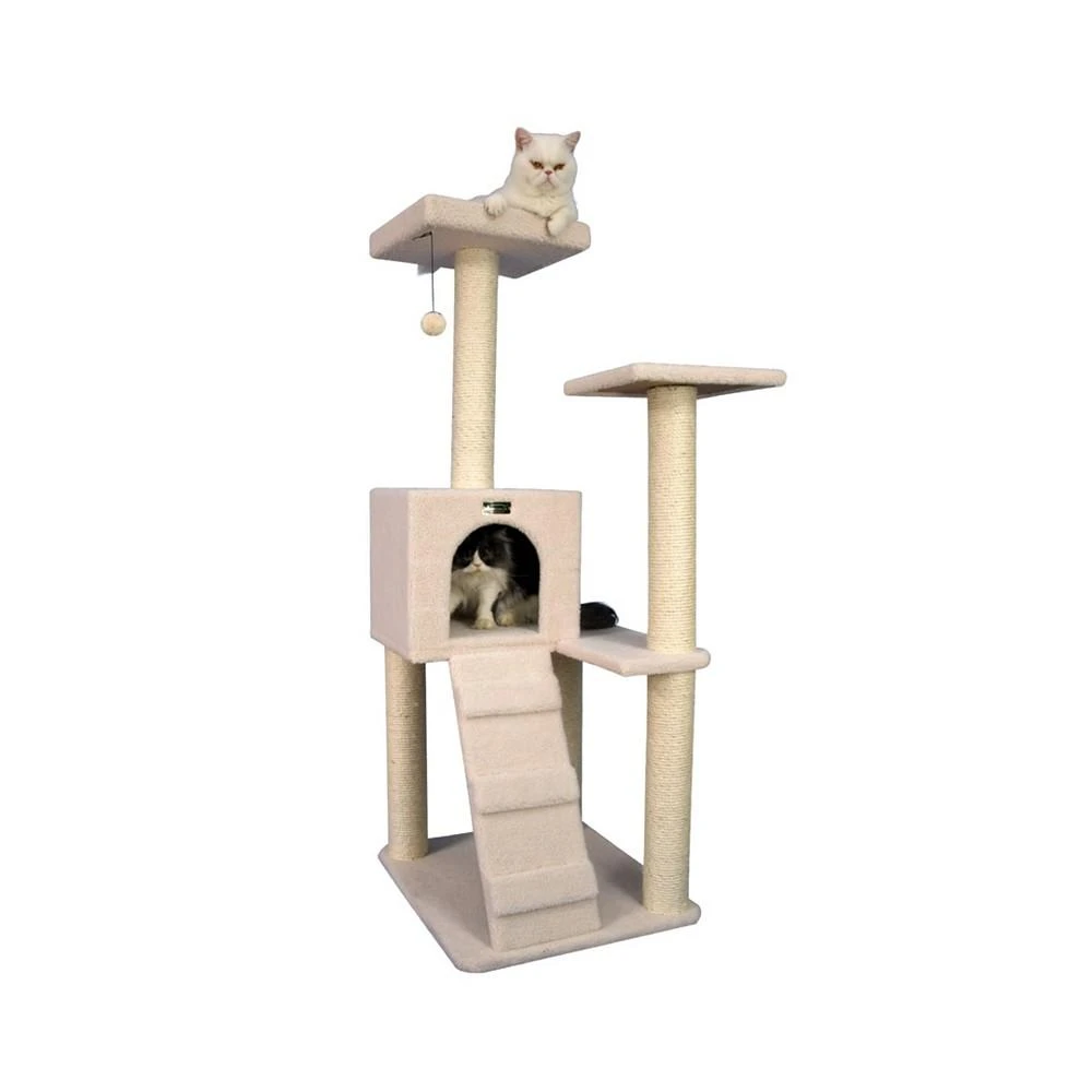 商品Macy's|53" Fleece Covered High Real Wood Cat Tree,价格¥1570,第2张图片详细描述