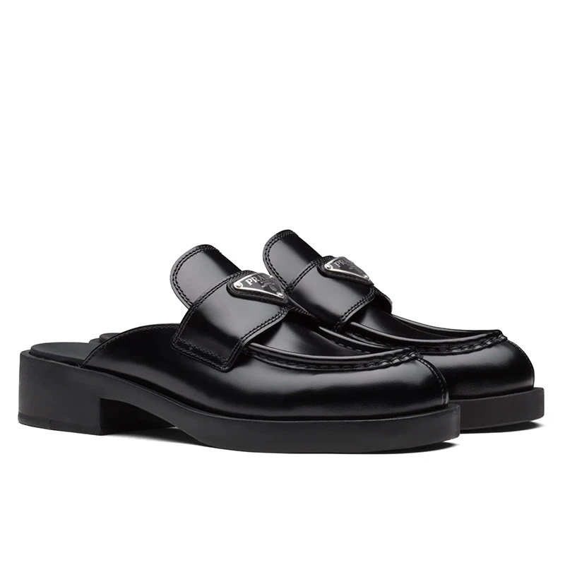 【预售3-7天】PRADA/普拉达 21年秋冬 女士黑色亮面皮革穆勒鞋1D652M_055_F0002_F_040 商品