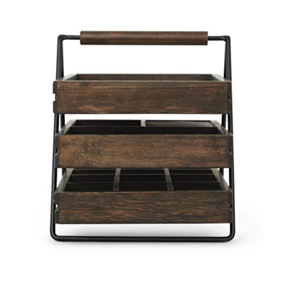 商品Umbra|Terrace Tier Jewelry Three Sliding Linen Lined Wood Trays,价格¥578,第1张图片