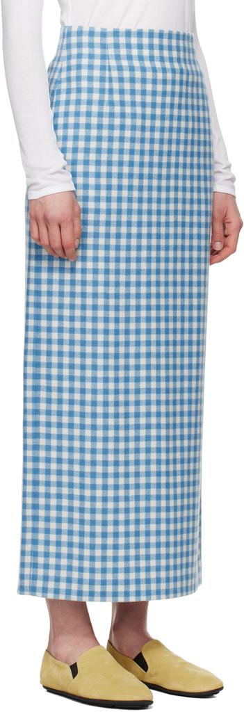 SMOOTH AIRY AURALEE 新品 SKIRT CASHMERE SMOOTH AIRY AURALEE CASHMERE White & Blue AURALEE チェック SKIRT スカート