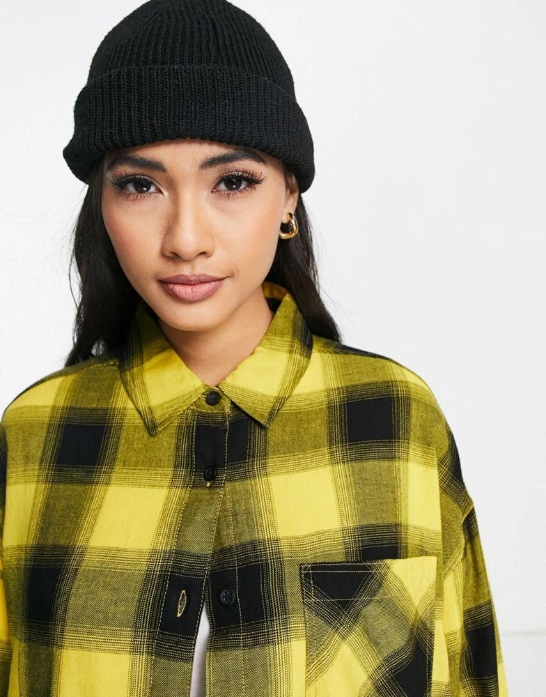 商品ASOS|ASOS DESIGN long sleeve boyfriend shirt in yellow and black check,价格¥101,第3张图片详细描述