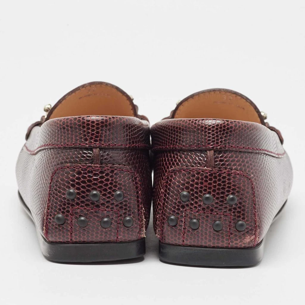 商品[二手商品] Tod's|Tod's Burgundy Embossed Lizard Double T Loafers Size 37,价格¥673,第5张图�片详细描述
