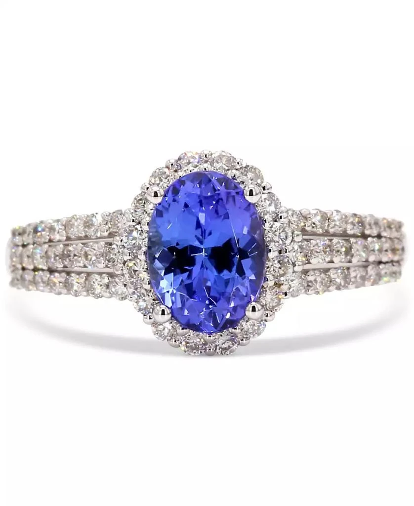 商品Macy's|Tanzanite (1-1/4 ct. t.w.) & Diamond (1/2 ct. t.w.) Halo Multirow Ring in 10k White Gold,价格¥9327,第1张图片