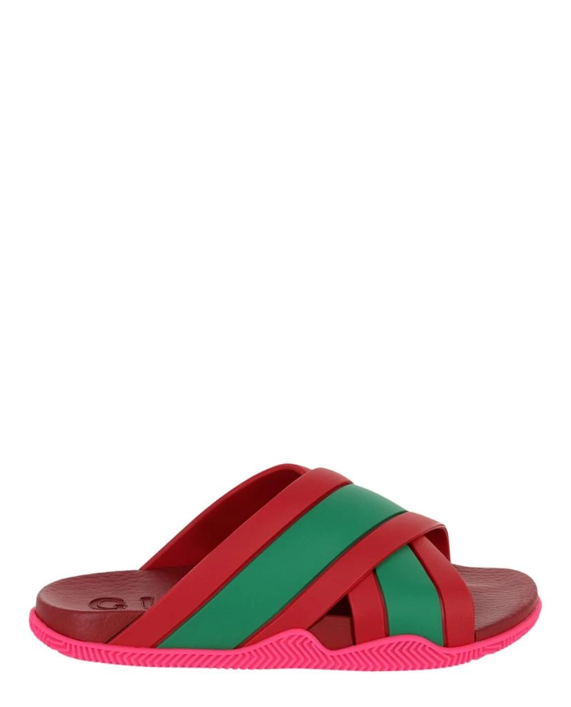 商品Gucci|Rubber Web Striped Sandals,价格¥1086,第1张图片