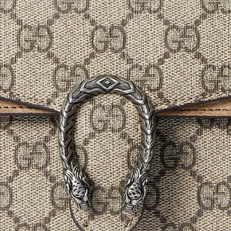 商品[国内直发] Gucci|古驰 老花Logo磁性纽扣虎头封口 帆布 单肩斜挎手提包 迷你 女款 米色和乌木色,价格¥12394,第10张图片详细描述