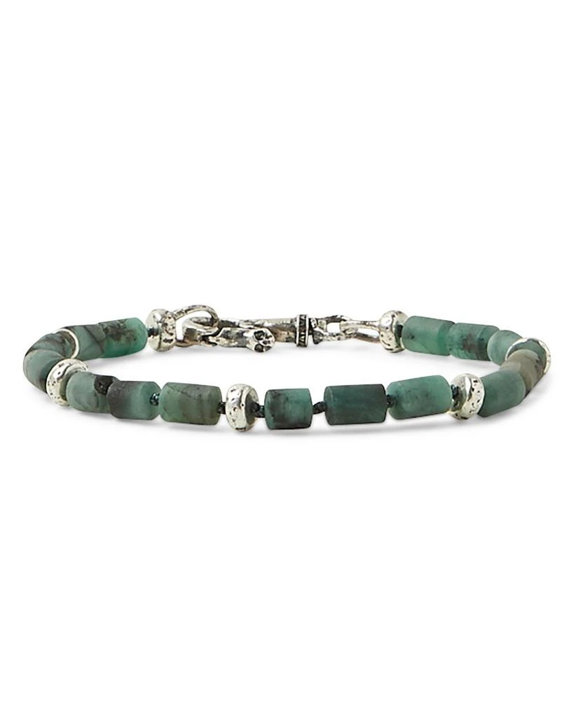 商品John Varvatos|Men's Sterling Silver Emerald Bead & Rondelle Bracelet,价格¥4470,第1张图片详细描述