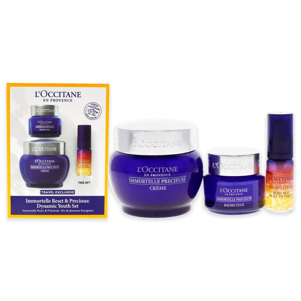 商品L'Occitane|Immortelle Reset and Precious Dynamic Youth Set by  for Unisex - 3 Pc 0.16oz Overnight Reset Oil-In-Serum, 0.5oz Precious Eye Balm, 1.7oz Precious Cream,价格¥816,第1张图片